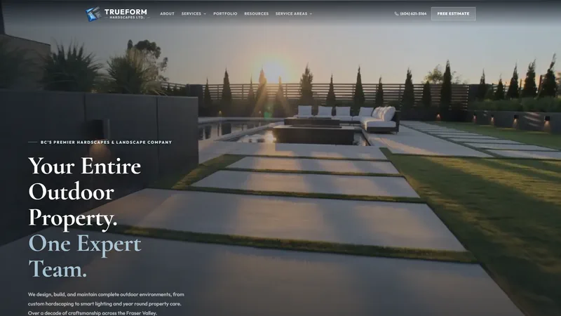 True Form Hardscapes website — hardscape and landscape contractor in Abbotsford, BC